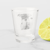 Schnauzer mit Kamera Schnapsglas (Rückseite)