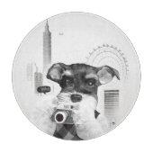 Schnauzer mit Kamera Schneidebrett (Vorderseite)