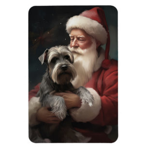 Schnauzer mit Santa Claus Festliches Weihnachten Magnet