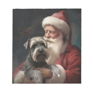Schnauzer mit Santa Claus festliches Weihnachten Notizblock