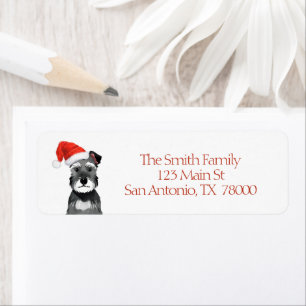 Schnauzer mit Santa-Hut Weihnachts-Rücksende-Adres