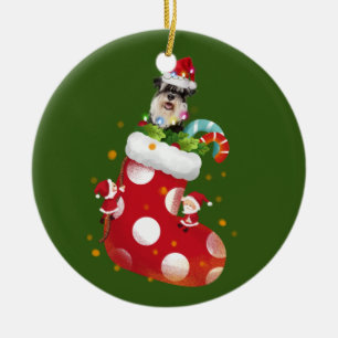 Schnauzer mit Socken Keramik Ornament