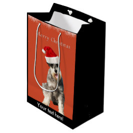 Schnauzer mit Weihnachtshut Mittlere Geschenktüte