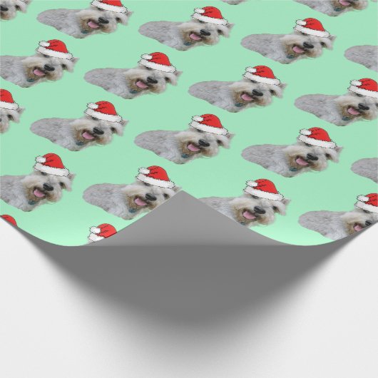 Schnauzer mit Weihnachtsmannmütze Geschenkpapier (Ecke)