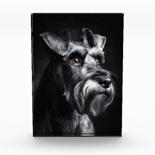Schnauzer Monochrom-Porträt Fotoblock