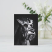 Schnauzer Monochrom-Porträt Postkarte (Stehend Vorderseite)