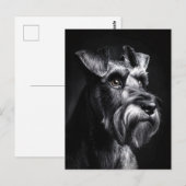 Schnauzer Monochrom-Porträt Postkarte (Vorne/Hinten)