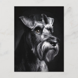 Schnauzer Monochrom-Porträt Postkarte