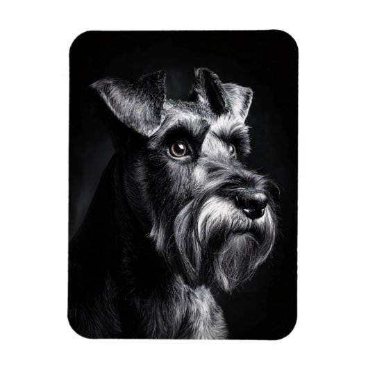 Schnauzer Monochrome Portrait Flexible Magnet (Vertikal)