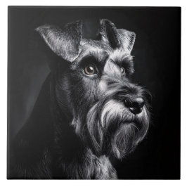 Schnauzer Monochrome Portrait Fliese