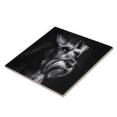 Schnauzer Monochrome Portrait Fliese (Seite)