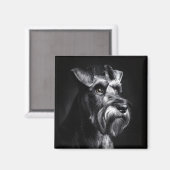 Schnauzer Monochrome Portrait Magnet (Vorderseite/Rückseite)