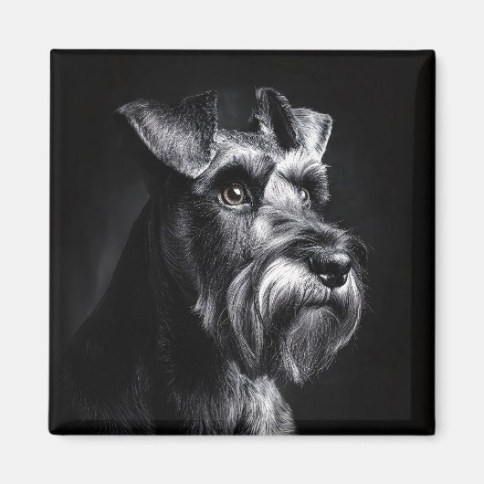 Schnauzer Monochrome Portrait Magnet (Vorne)