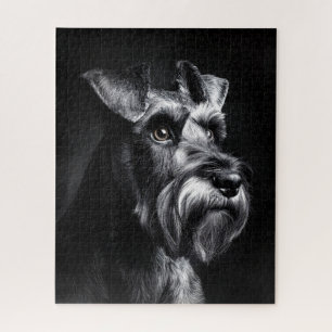 Schnauzer Monochromes Porträt Puzzle