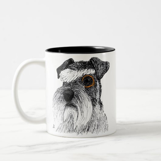 Schnauzer-Monokel Zweifarbige Tasse (Links)