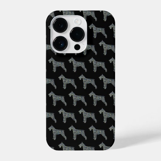 Schnauzer Niedlich Hunde Silhouette Grid Black iPhone Hülle (Rückseite)