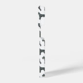 Schnauzer Niedlich Hunde Silhouette Grid White iPhone Hülle (Linke Seite)