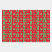 Schnauzer Niedlicher Weihnachtshund & Bow 3 Farbe Geschenkpapier Set (Vorderseite)