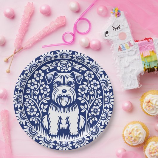 Schnauzer oder Norfolk Terrier Bezaubernde Kunst, Pappteller (Party)