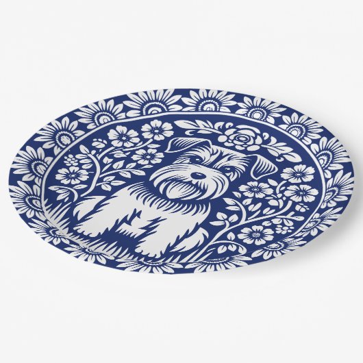 Schnauzer oder Norfolk Terrier Bezaubernde Kunst,  Pappteller (Schrägansicht)