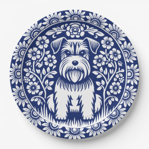 Schnauzer oder Norfolk Terrier Bezaubernde Kunst,  Pappteller