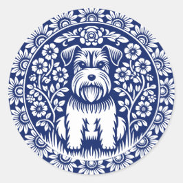 Schnauzer oder Norfolk Terrier Bezaubernde Kunst,  Runder Aufkleber