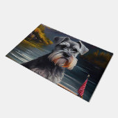 Schnauzer on a Paddle: Ein Landschaftliches Abente Fußmatte (Schrägansicht)