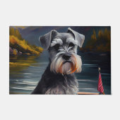 Schnauzer on a Paddle: Ein Landschaftliches Abente Fußmatte (Vorderseite)