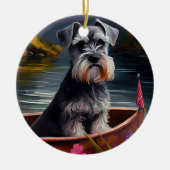 Schnauzer on a Paddle: Ein Landschaftliches Abente Keramik Ornament (Vorne)