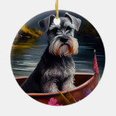 Schnauzer on a Paddle: Ein Landschaftliches Abente Keramik Ornament (Hinten)