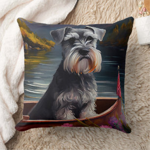 Schnauzer on a Paddle: Ein Landschaftliches Abente Kissen