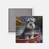 Schnauzer on a Paddle: Ein Landschaftliches Abente Magnet (Vorderseite/Rückseite)