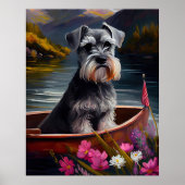 Schnauzer on a Paddle: Ein Landschaftliches Abente Poster (Vorne)