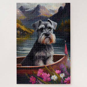 Schnauzer on a Paddle: Ein Landschaftliches Abente Puzzle