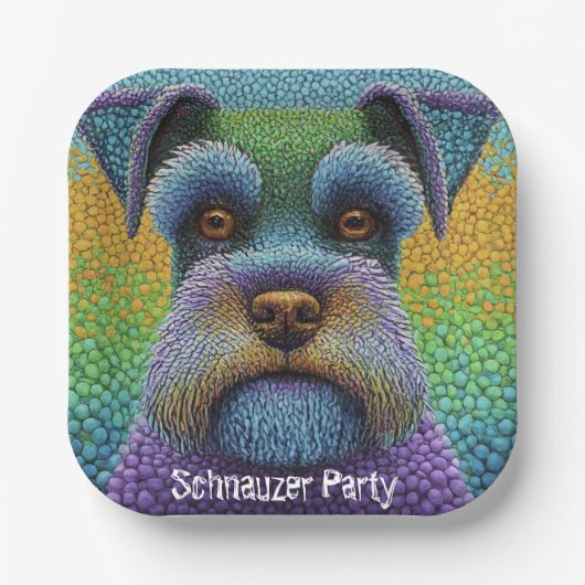 Schnauzer Party Hund bearbeiten Text personalisier Pappteller (Vorderseite)