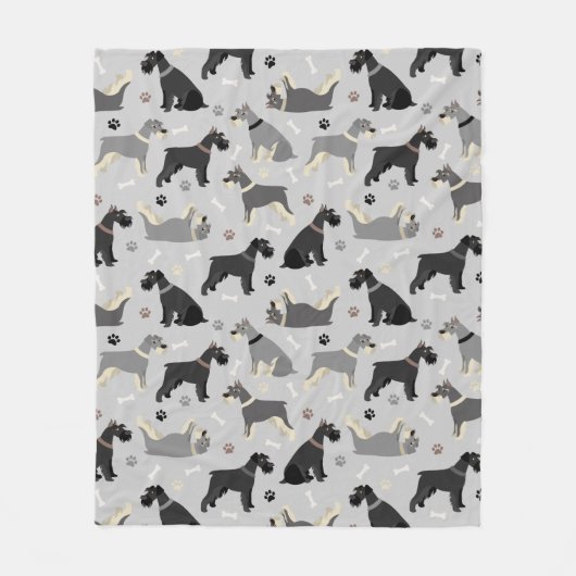 Schnauzer Paws and Bones Fleece Blanket (Vorderseite)