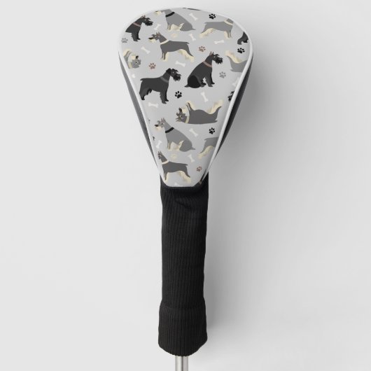 Schnauzer Paws and Bones Golf Head Cover Headcover (Vorderseite)