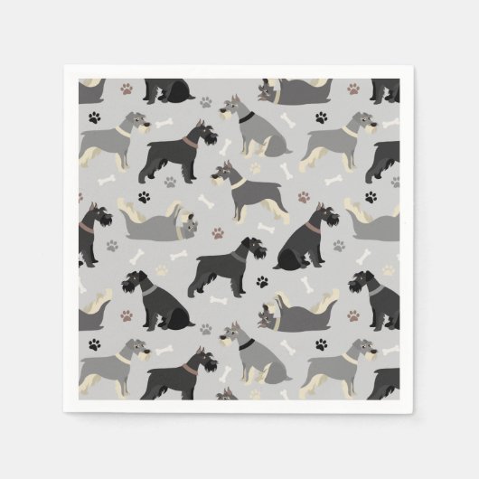 Schnauzer Paws and Bones Napkins Serviette (Vorderseite)
