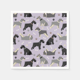 Schnauzer Paws and Bones Napkins Serviette