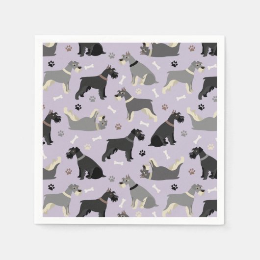 Schnauzer Paws and Bones Napkins Serviette (Vorderseite)
