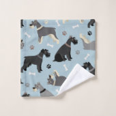 Schnauzer Paws und Knochen Badhandtuch Set (Waschlappen)