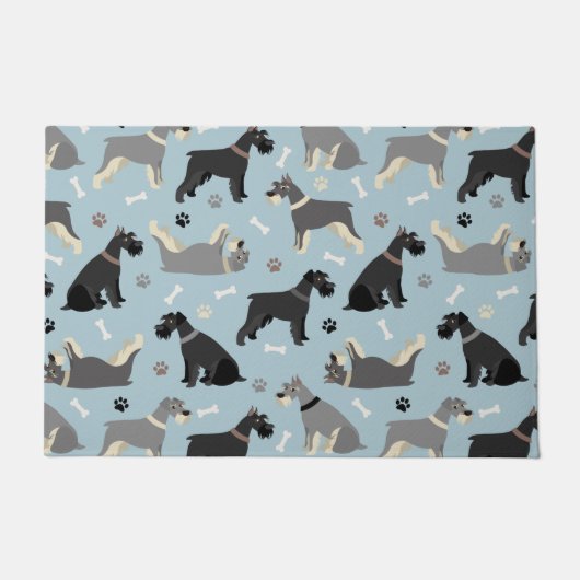 Schnauzer Paws und Knochen Fußmatte (Vorderseite)