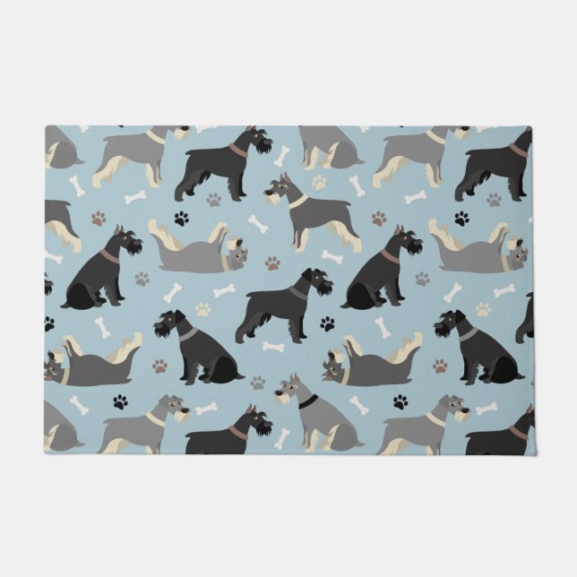 Schnauzer Paws und Knochen Fußmatte (Vorderseite)