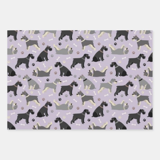 Schnauzer Paws und Knochen Geschenkpapier Set (Vorderseite 2)