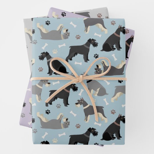 Schnauzer Paws und Knochen Geschenkpapier Set (Beispiel)