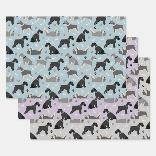 Schnauzer Paws und Knochen Geschenkpapier Set (Set)