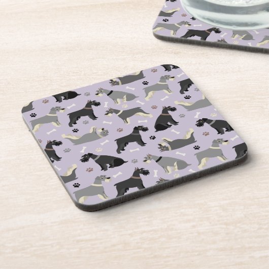 Schnauzer Paws und Knochen Getränkeuntersetzer (Linke Seite)