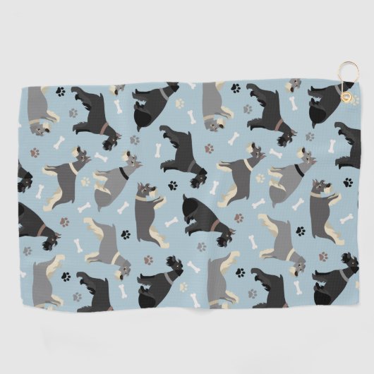 Schnauzer Paws und Knochen Golfhandtuch (Horizontal)