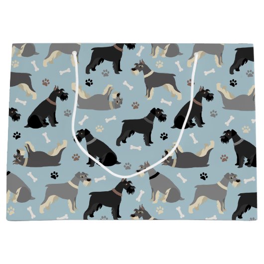 Schnauzer Paws und Knochen Große Geschenktüte (Vorderseite)