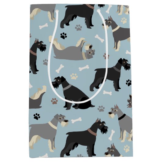 Schnauzer Paws und Knochen Mittlere Geschenktüte (Vorderseite)